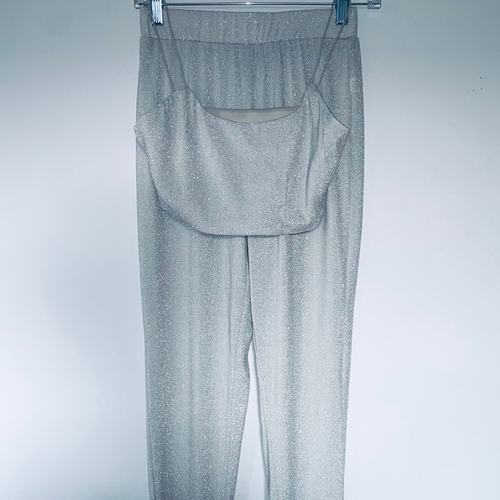 Solid glitter crop and legging set